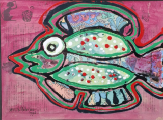 Afbeelding in lijst, Maya Wildevuur, Vis klein 3, 1996